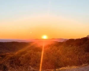 The sunset over the Ouachita Mountain Range from the Talimena Scenic Highway